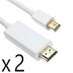 2 Pack 6ft Mini DisplayPort DP to HDMI Converter Adapter Cable fits Thunderbolt - Picture 1 of 2