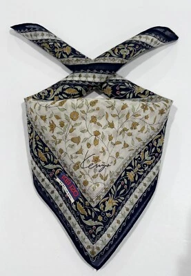 PAÑUELO VINTAGE BANDANA FLORAL Azul PATRÓN ALGODÓN 17" BOLSILLO CUADRADO KENZO Foto 1 de 4