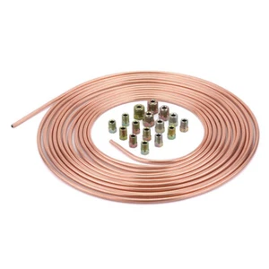 25ft Copper Nickel Steel 3/16'' Car Brake Line Tubing Kit Tube Hose w/ Fittings - Picture 1 of 9