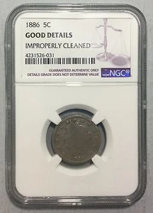 1886 5C Liberty Nickel NGC Good Details  - Picture 1 of 3