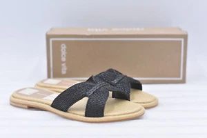 Women's Dolce Vita Atomic Slide Sandals in Black Raffia SIze 10 - Picture 1 of 6