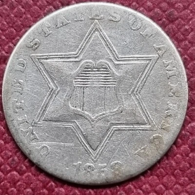 1858 Three Cent Silver Trime 3c Better Grade VF + #79142 - Image 1 of 2