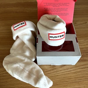 Hunter Kids Boot Socks Cream Size Small 8-10 Unisex Warm Cozy Fleece Snow Ski - Picture 1 of 9