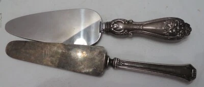 Lot Of 2 Antique Sterling Silver Handles Pie/Cake Servers - Image 1 of 2