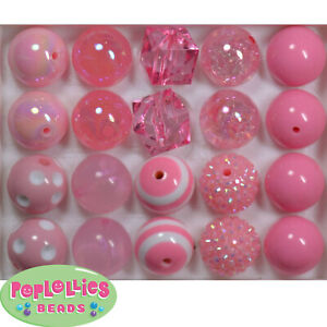 20mm hot pink heart print chunky bubblegum beads acrylic colorful round gum ball beads bulk large print beads baby necklace