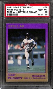 1991 STAR STELLAR EDITION #68 KIRBY PUCKETT '89 A.L. BATTING CHAMP PSA 10 19927