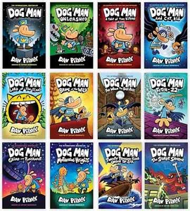Dog man 12 BOOK SET COLLECTION Dav Pilkey NEW EXPEDITED SHIPPING 12 HARDCOVERS - Picture 1 of 1