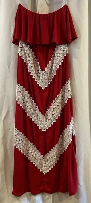 Judith March Crochet Maxi Dress Size Medium Strapless Boho Beach Long Chevron - Image 1 of 4