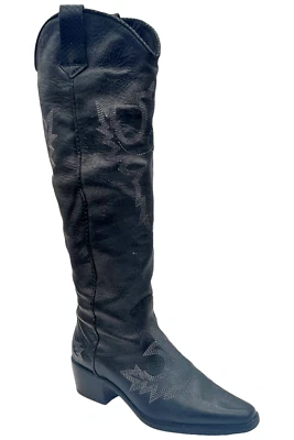 Botas vaqueras de cuero negras Donald Pliner Marina SP para mujer Foto 1 de 3