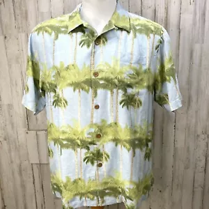 Tommy Bahama Herren Gr. M Seide grün blau Blumen Hawaii S/S Camp Hemd Blätter R1 - Bild 1 von 9