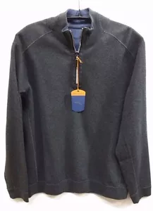NUEVO TOMMY BAHAMA Flip side Twill Reversible Half Zip Pullover T211442 GRIS OSCURO - Imagen 1 de 6
