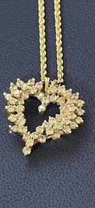 14K Gold Large 50 Total Diamond Heart Pendant Approx 2CTS Major Price Reduction - Picture 1 of 6