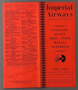 IMPERIAL AIRWAYS APRIL 1935 AIRLINE TIMETABLE EGYPT IRAQ HONG KONG AUSTRALIA - Picture 1 of 4