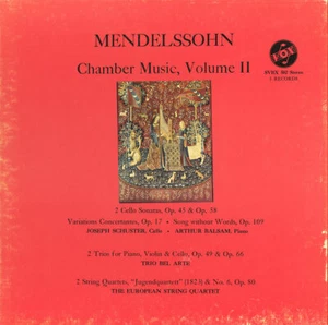 3LP Box MENDELSSOHN 2 Cello Sonatas Variations Songs Without Words SCHUSTER Vox - Picture 1 of 3