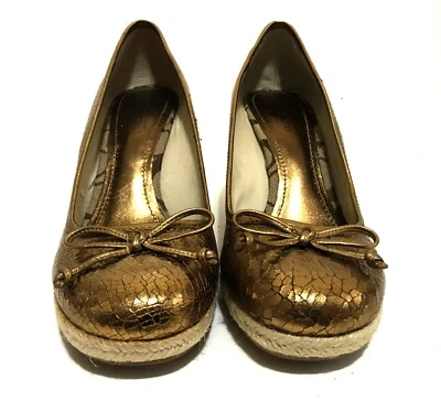 NUEVO COACH Irlanda Bronce Cuero Metálico Alpargata Cuña Sandalia Zapatos Talla 8 Foto 1 de 4
