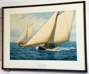 William D. Stille Lithograph Sailboats "Dare Devil" Sandbagger Hand Signed Frame - Picture 1 of 13