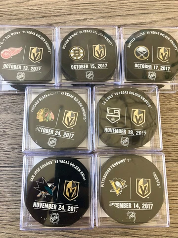 RARE! 2017-18 VEGAS GOLDEN KNIGHTS INAUGURAL GAME WARM-UP PUCK MEIGRAY COA Cover