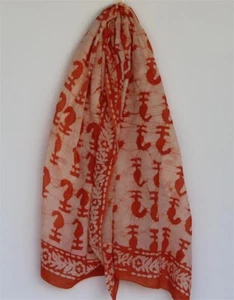 Boho Block Print Handmade Sarong Wrap Indian 100% Cotton Sarong Large Size - Picture 1 of 9