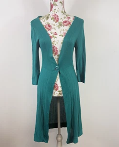 Monsoon women's green cardigan single button midi length long sleeves Size 8 - Picture 1 of 11