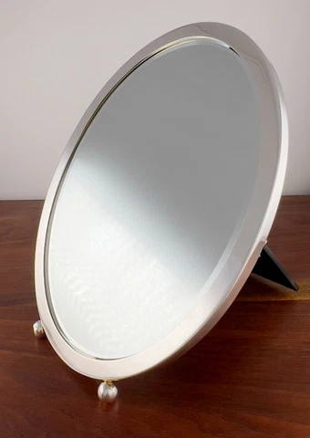 LARGE TIFFANY & CO MAKERS STERLING SILVER DRESSING OVAL TABLE STANDING MIRROR Cover