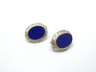 Vintage Silver Blue Lapis Oval Earrings, 9.7g