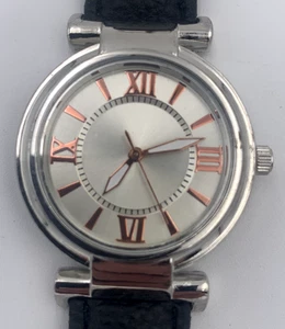 Modern brand new roman numeral wristwatch genuine leather band Needs battery - Picture 1 of 4