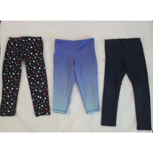 Girls 4T Leggings Lot of 3 Kids Bottoms Pants Blue Ombre Hearts White Pink Dots - Picture 1 of 6