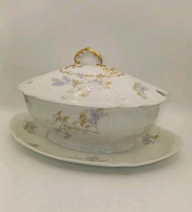 CH Fields Haviland Limoges Gravy Boat Covered Serving Tureen CFM GMD France - Picture 1 of 13