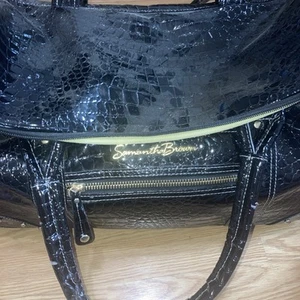 Samantha Brown Croco Embossed Wheeled 22.5 in Weekender Luggage Bag-Black - Picture 1 of 8