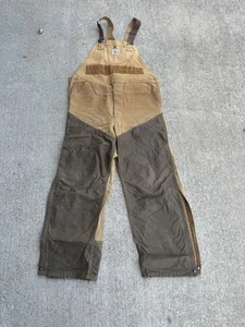 Vintage Carhartt 100 Years Nylon Brush Double Knee Hunting Bib Overalls 38X32 - Picture 1 of 8