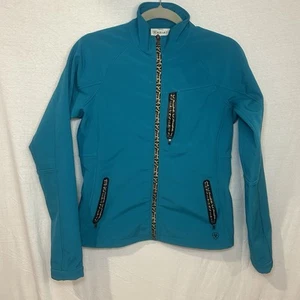 Ariat Soft shell Jacket Womens Small Teal Leopard Print Trim Full Zip Western - Picture 1 of 9