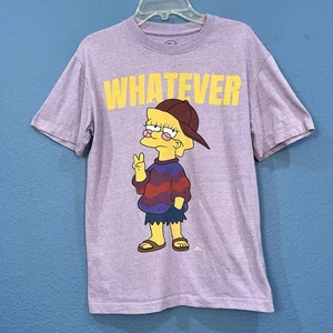 The Simpsons Purple Lisa Simpson Whatever Peace Sign Shirt Size Small Distressed - Picture 1 of 21