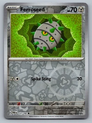 Pokemon TCG SV04: Paradox Rift Ferroseed 127/182 Reverse Holo - Image 1 of 2