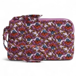 Vera Bradley Scaevola Fan Handgelenktasche Handtasche Neu mit Etikett gesteppt Baumwolle Blumen Reisetasche - Bild 1 von 4
