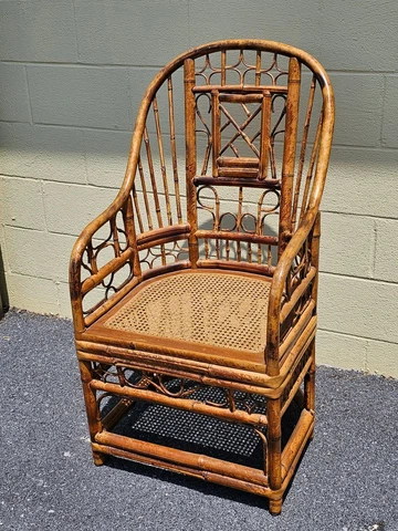 MCM Chinoiserie Style Bamboo & Cane Chair Side Chair Cover