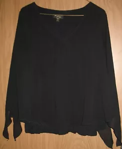 Shirt Top Bluse Damen M Thalia Sodi schwarz V-Ausschnitt Lagenlook ungleichmäßiger Saum - Bild 1 von 4