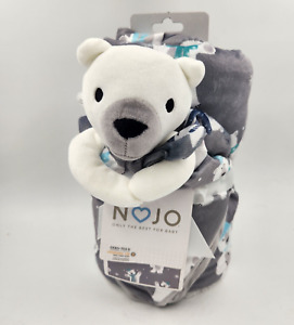Polar Bear Security & Sherpa Blanket Gift Set Gray, Baby Shower, Nojo B12 MP