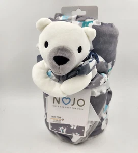 Polar Bear Security & Sherpa Blanket Gift Set Gray, Baby Shower, Nojo B12 MP - Picture 1 of 7