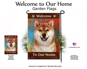 Welcome Garden Flag - Red and White Shiba Inu 127 - Picture 1 of 1