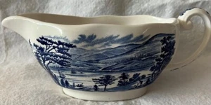 Vnt Liberty Blue Staffordshire Ironstone Gravy Boat “Layfayette landing at WP” - Picture 1 of 11