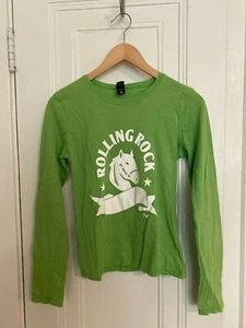 Womens Rolling Rock Irish Rock Green St. Patrick's Day LS T-Shirt Size M - Picture 1 of 7