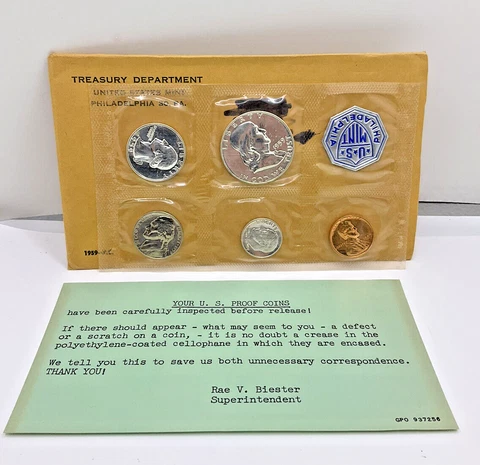 1959 Silver Proof Set W Envelope Cover