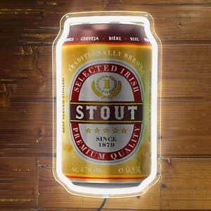 STOUT BEER Can Bar Club Wall Decor Poster Silicone LED Neon Light Sign 12"x7" G1 - Picture 1 of 3