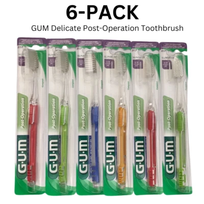 6-PK GUM Delicate Post-Surgical Operation Toothbrush 317, Ultra Gentle Bristles - Image 1 of 2