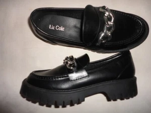 Liz Cole DAMEN-HALBSCHUH 10 M SCHWARZ MIT STOLLEN UND KETTE AKZENT NEU! - Bild 1 von 6