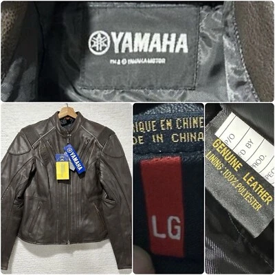 Yamaha Motorcycle VTG Mens Brown Heavy Genuine Leather Full Zip Jacket Sz LG NWT - Image 1 of 4