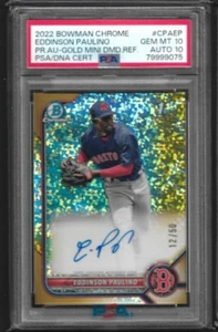 Mini refractor de diamante automático Bowman 2022 cromo Eddinson Paulino Gold/50 PSA 10 - Imagen 1 de 1