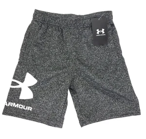 Under Armour Athletic Shorts Boys Size 7 Heathered Gray Graphic Logo Terry - Picture 1 of 11