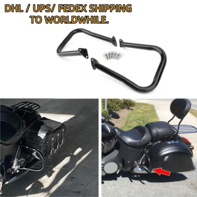 For 14-23 Indian Chief Chieftain Rear Saddlebag Highway Guard Crash Bar- Black - Image 1 of 4