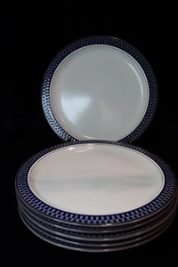 MIKASA POTTERS TOUCH AZTEKENBLAU GRAU GEOMETRISCHER RAND 6 SPEISETELLER 11 1/8" - Bild 1 von 5
